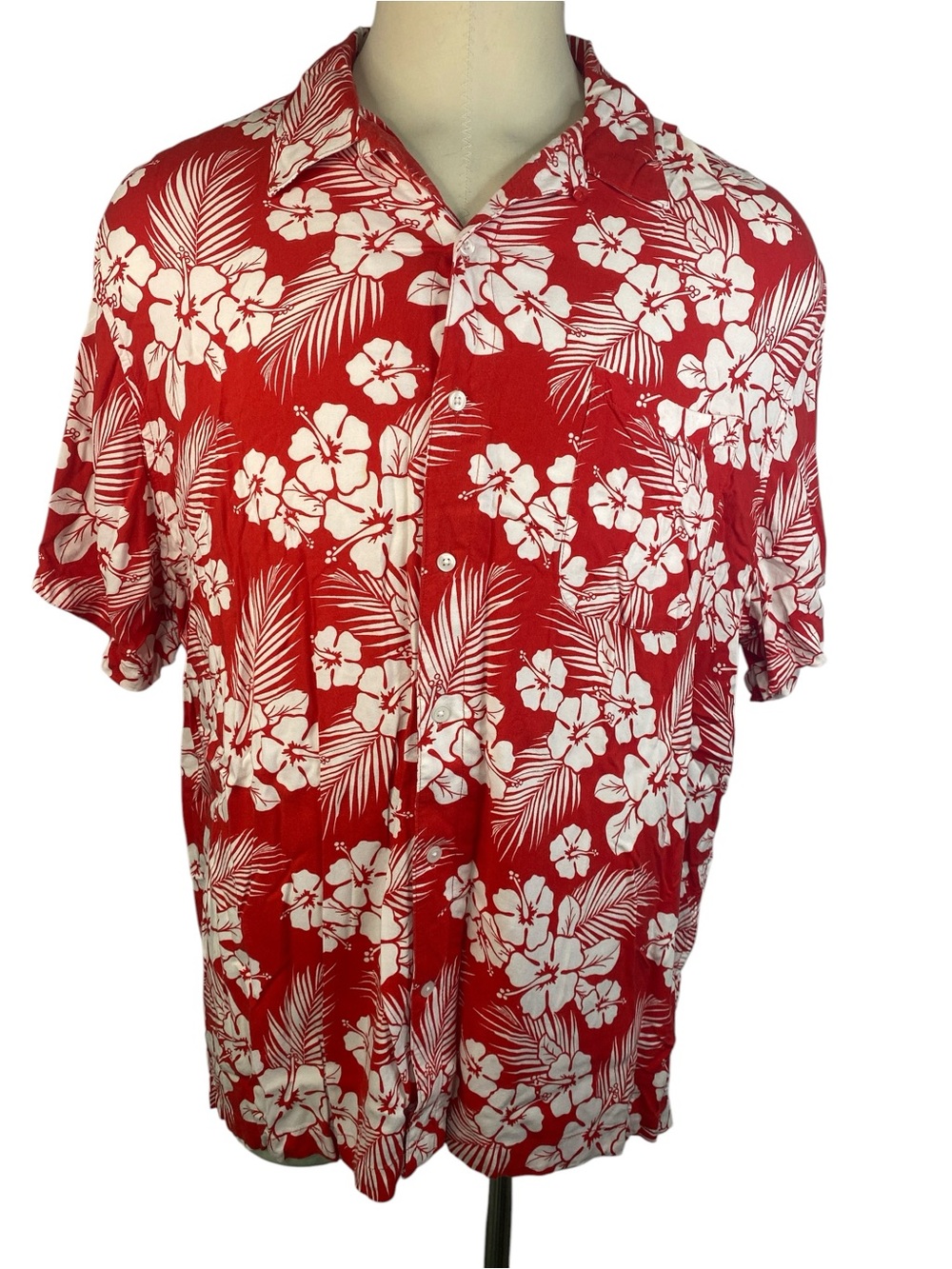 Foundry Red Floral Hawaiian Short Sleeve Shirt Men’s 3XL